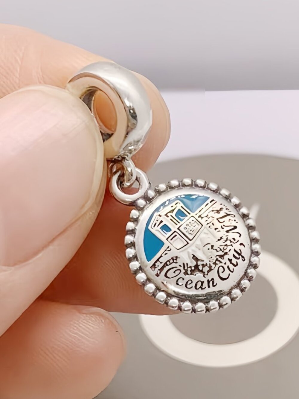 Pandora Ocean City .NJ Dangle Charm New Jersey Travel Pendant S925 Sterling